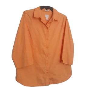 Chico's No Iron 3/4 Sleeve Size 1 Button-down